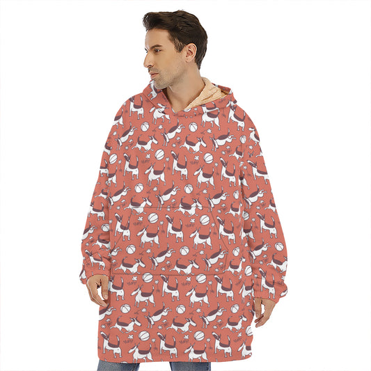 Orange Doodle Bull Terrier Pattern Print Hoodie Blanket