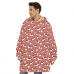 Orange Doodle Bull Terrier Pattern Print Hoodie Blanket