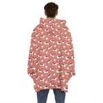 Orange Doodle Bull Terrier Pattern Print Hoodie Blanket
