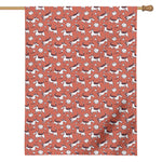 Orange Doodle Bull Terrier Pattern Print House Flag