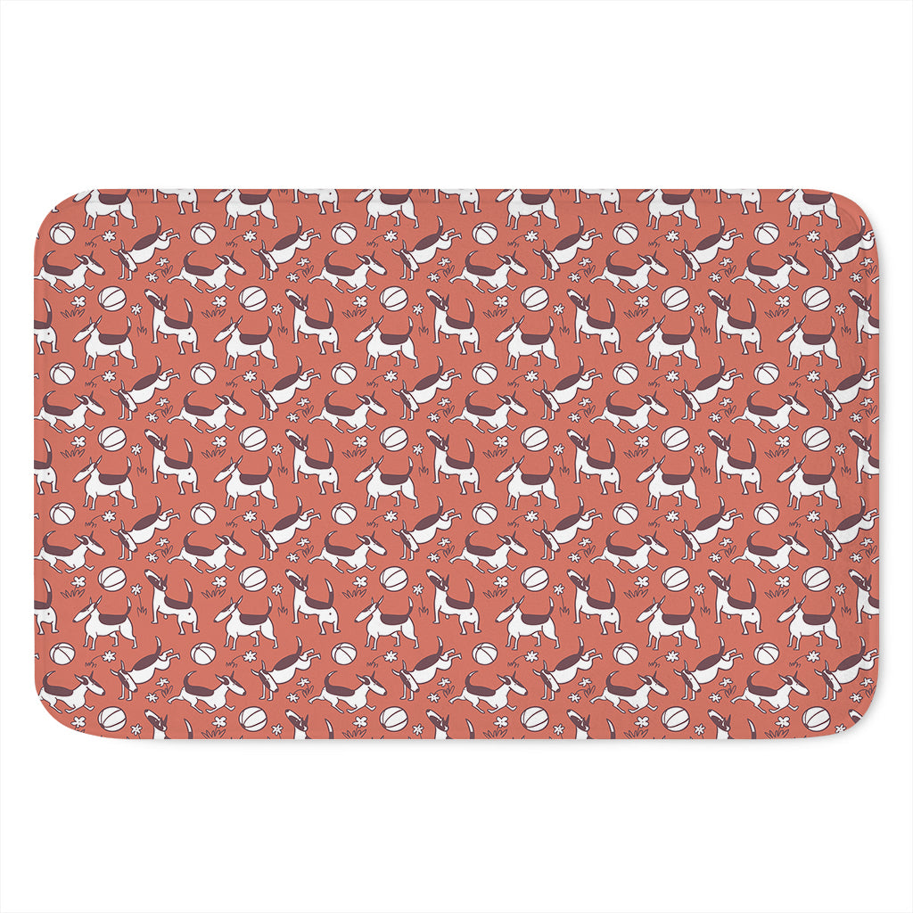 Orange Doodle Bull Terrier Pattern Print Indoor Door Mat