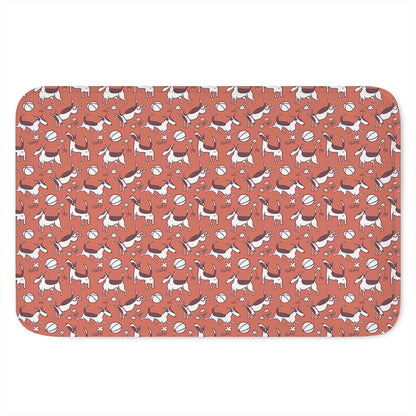 Orange Doodle Bull Terrier Pattern Print Indoor Door Mat
