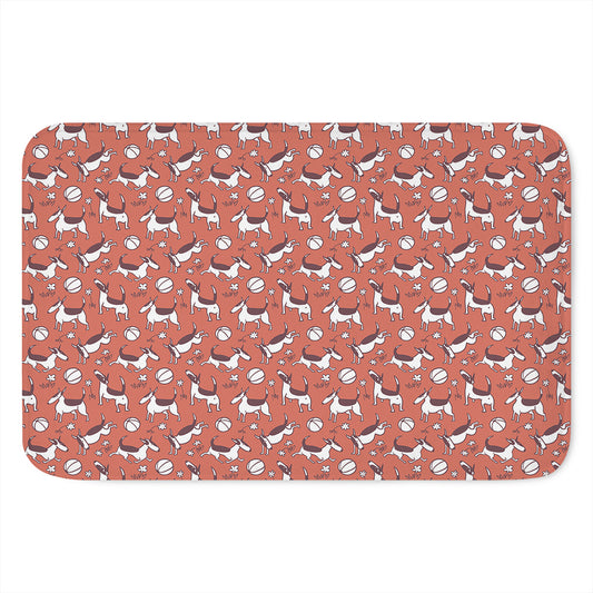 Orange Doodle Bull Terrier Pattern Print Indoor Door Mat