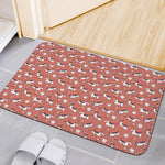 Orange Doodle Bull Terrier Pattern Print Indoor Door Mat