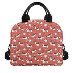 Orange Doodle Bull Terrier Pattern Print Insulated Lunch Bag