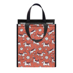 Orange Doodle Bull Terrier Pattern Print Insulated Lunch Tote