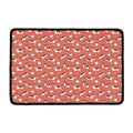 Orange Doodle Bull Terrier Pattern Print Kitchen Mat