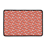 Orange Doodle Bull Terrier Pattern Print Kitchen Mat