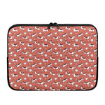Orange Doodle Bull Terrier Pattern Print Laptop Sleeve