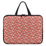 Orange Doodle Bull Terrier Pattern Print Laptop Sleeve With Handle