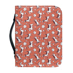 Orange Doodle Bull Terrier Pattern Print Leather Bible Cover