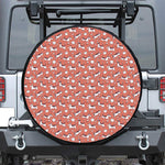 Orange Doodle Bull Terrier Pattern Print Leather Spare Tire Cover