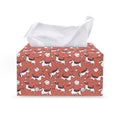 Orange Doodle Bull Terrier Pattern Print Leather Tissue Box Cover