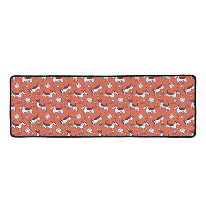 Orange Doodle Bull Terrier Pattern Print Long Kitchen Mat
