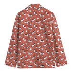 Orange Doodle Bull Terrier Pattern Print Men's Blazer