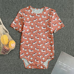 Orange Doodle Bull Terrier Pattern Print Men's Bodysuit