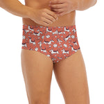 Orange Doodle Bull Terrier Pattern Print Men's Briefs
