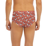 Orange Doodle Bull Terrier Pattern Print Men's Briefs