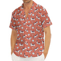 Orange Doodle Bull Terrier Pattern Print Men's Deep V-Neck Shirt