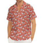 Orange Doodle Bull Terrier Pattern Print Men's Deep V-Neck Shirt