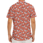 Orange Doodle Bull Terrier Pattern Print Men's Deep V-Neck Shirt