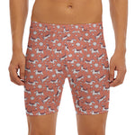 Orange Doodle Bull Terrier Pattern Print Men's Long Boxer Briefs