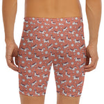 Orange Doodle Bull Terrier Pattern Print Men's Long Boxer Briefs
