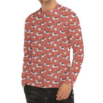 Orange Doodle Bull Terrier Pattern Print Men's Long Sleeve Rash Guard