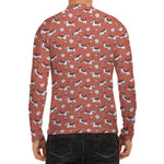 Orange Doodle Bull Terrier Pattern Print Men's Long Sleeve Rash Guard
