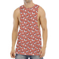 Orange Doodle Bull Terrier Pattern Print Men's Muscle Tank Top