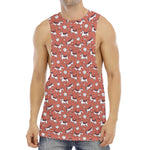Orange Doodle Bull Terrier Pattern Print Men's Muscle Tank Top