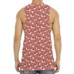 Orange Doodle Bull Terrier Pattern Print Men's Muscle Tank Top