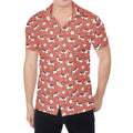 Orange Doodle Bull Terrier Pattern Print Men's Shirt