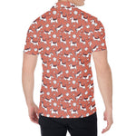 Orange Doodle Bull Terrier Pattern Print Men's Shirt