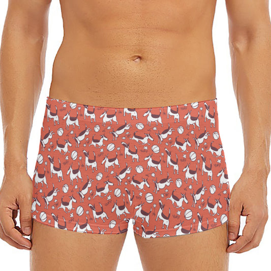 Orange Doodle Bull Terrier Pattern Print Men's Short Boxer Briefs