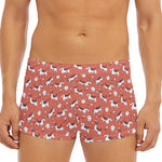 Orange Doodle Bull Terrier Pattern Print Men's Short Boxer Briefs
