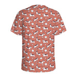Orange Doodle Bull Terrier Pattern Print Men's Sports T-Shirt