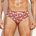 Orange Doodle Bull Terrier Pattern Print Men's Swim Briefs