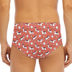 Orange Doodle Bull Terrier Pattern Print Men's Triangle Swim Briefs