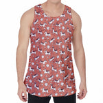 Orange Doodle Bull Terrier Pattern Print Men's Velvet Tank Top