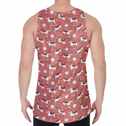 Orange Doodle Bull Terrier Pattern Print Men's Velvet Tank Top