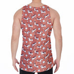 Orange Doodle Bull Terrier Pattern Print Men's Velvet Tank Top