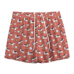 Orange Doodle Bull Terrier Pattern Print Mesh Shorts