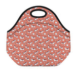 Orange Doodle Bull Terrier Pattern Print Neoprene Lunch Bag