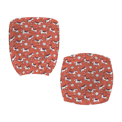 Orange Doodle Bull Terrier Pattern Print Office Chair Cover
