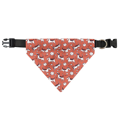 Orange Doodle Bull Terrier Pattern Print Over The Collar Dog Bandana