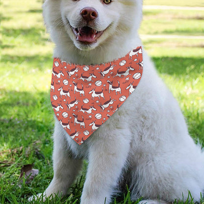 Orange Doodle Bull Terrier Pattern Print Over The Collar Dog Bandana