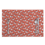 Orange Doodle Bull Terrier Pattern Print Placemat