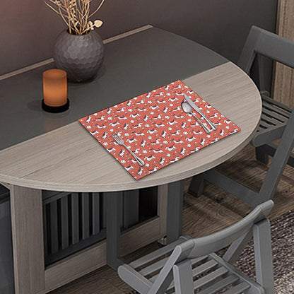 Orange Doodle Bull Terrier Pattern Print Placemat