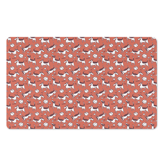 Orange Doodle Bull Terrier Pattern Print Polyester Doormat